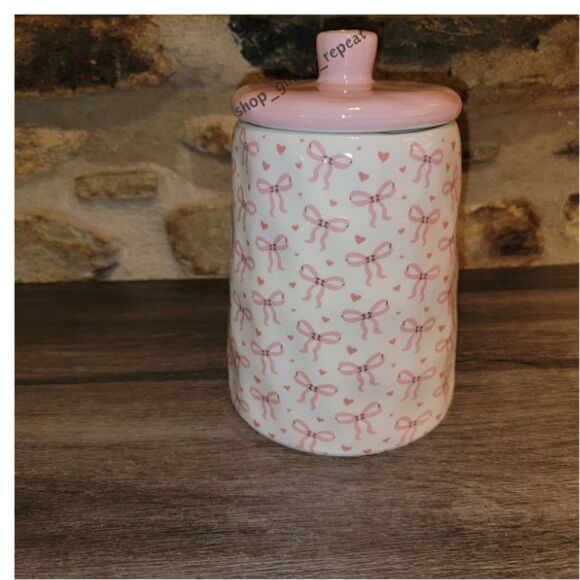 NEW HTF Light pink bow bows jar canister strawberry street coquette viral - Picture 2 of 7